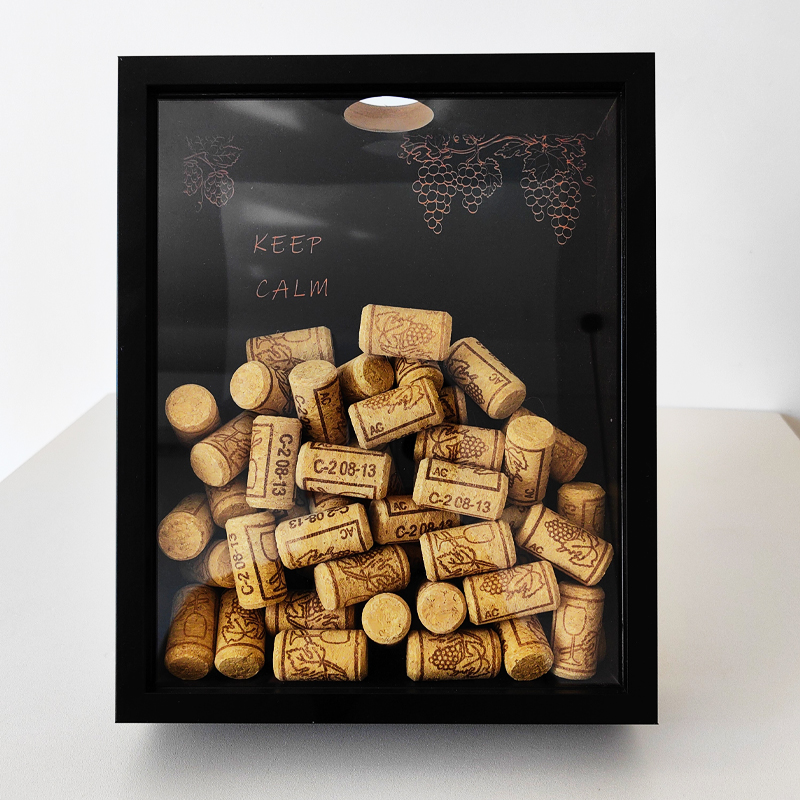 Collectible Vintage Wine - Kırmızı Şarap Mantarı Ekran Çerçevesi Ahşap