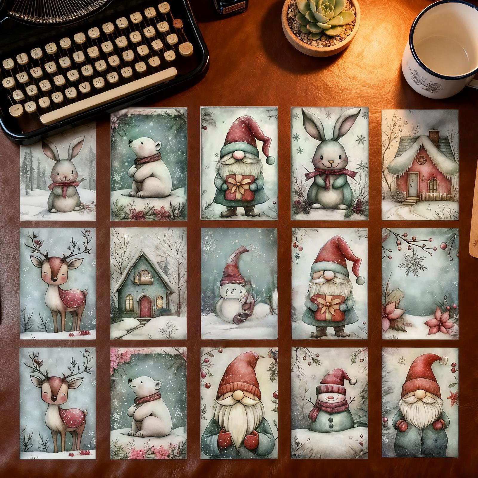 Collectible Vintage Greeting Cards - Noel Tebrik Kartı 20 Parça Koleksiyonluk