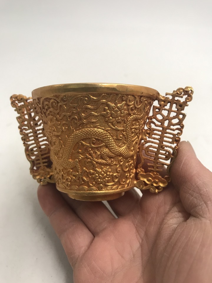 Collectible Vintage Wine - Vintage Koleksiyonu Yaldızlı Bronz Çift Ejderha