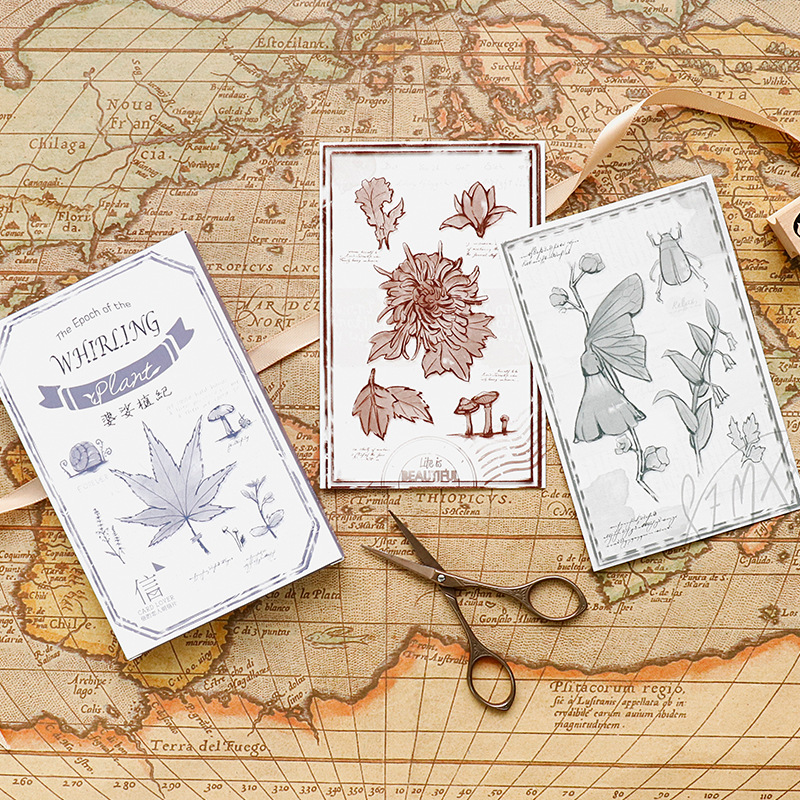 Collectible Vintage Greeting Cards - 30PCS Dönen Bitki Kartpostal Seti -