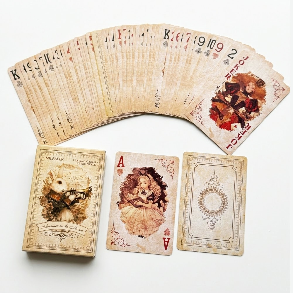 55 adet Alice in Wonderland oy - Vintage Collectible Playing Cards incelemesi ve fiyatı