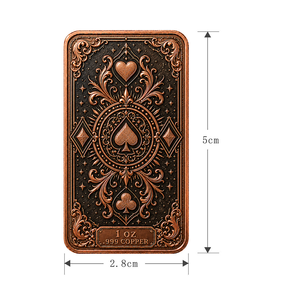 1oz .999 Saf Bakır Çubuk Poker - Vintage Collectible Playing Cards incelemesi ve fiyatı